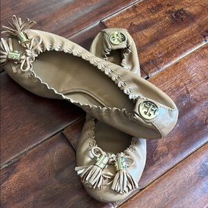 Tory Burch Tan Leather Ballet Flats